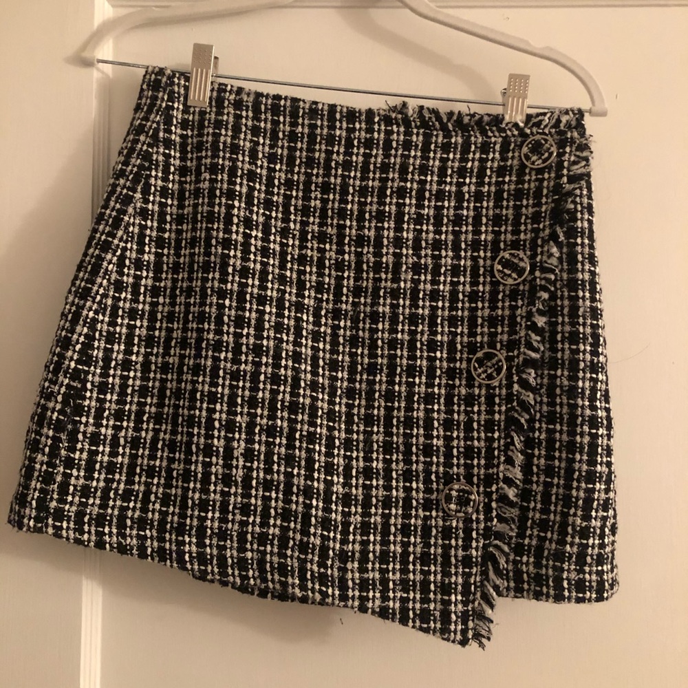 STORIA tweed plaid mini skirt